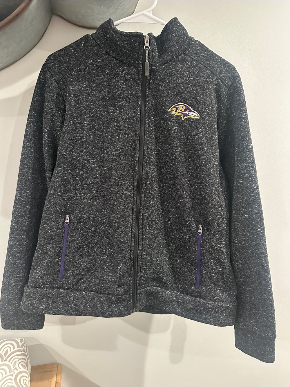 NFL Womens Gray Heather Full-Zip Jacket with Purple Accent
